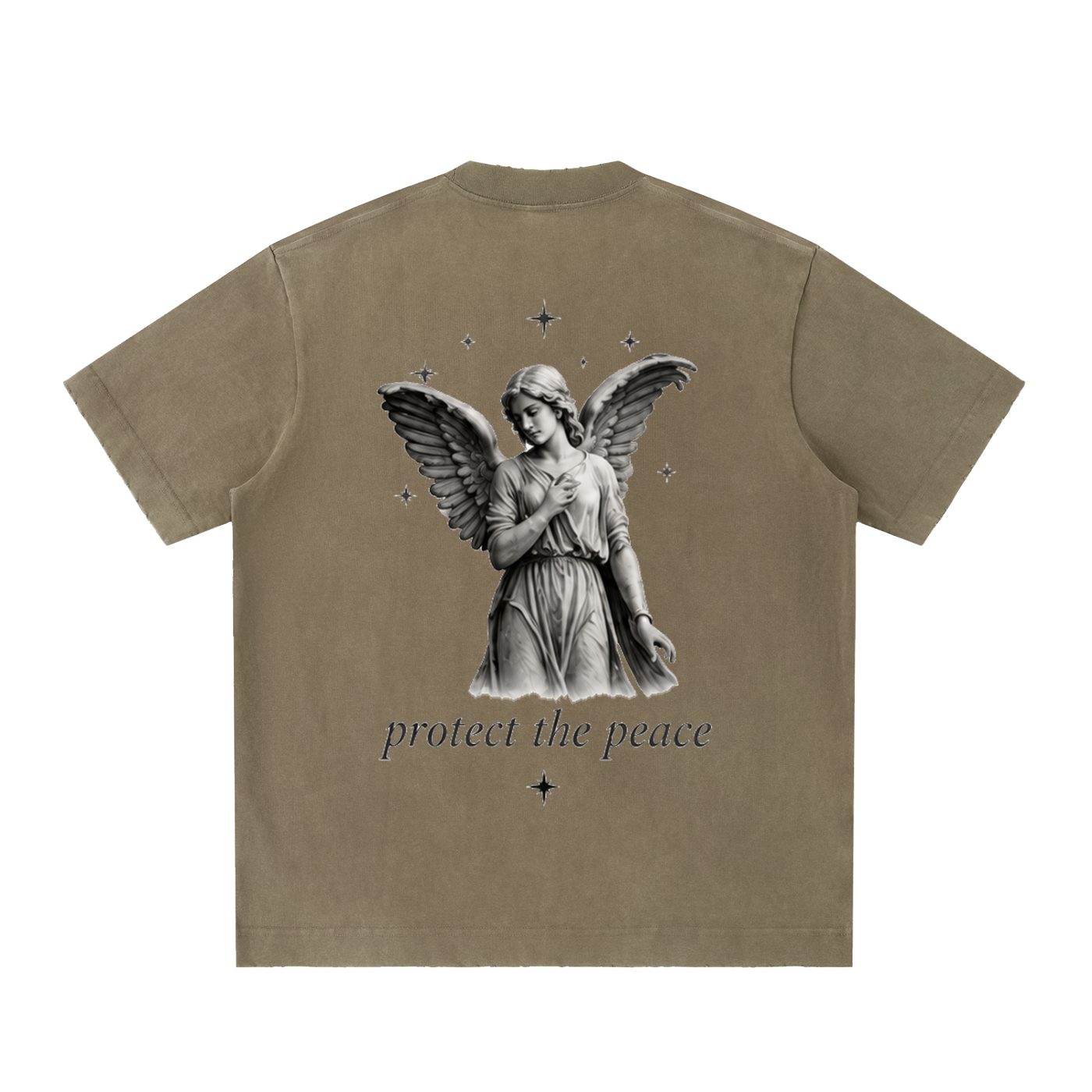 protect the peace - Heavyweight Vintage Washed Frayed T-Shirt