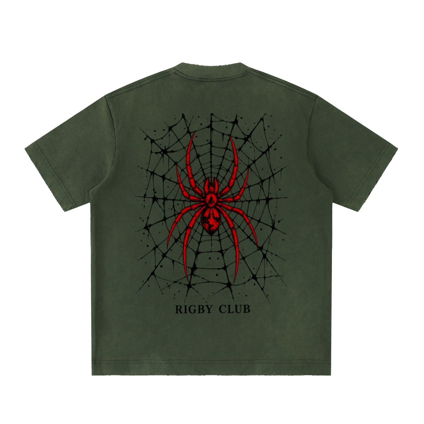 red spider - Heavyweight Vintage Washed Frayed T-Shirt