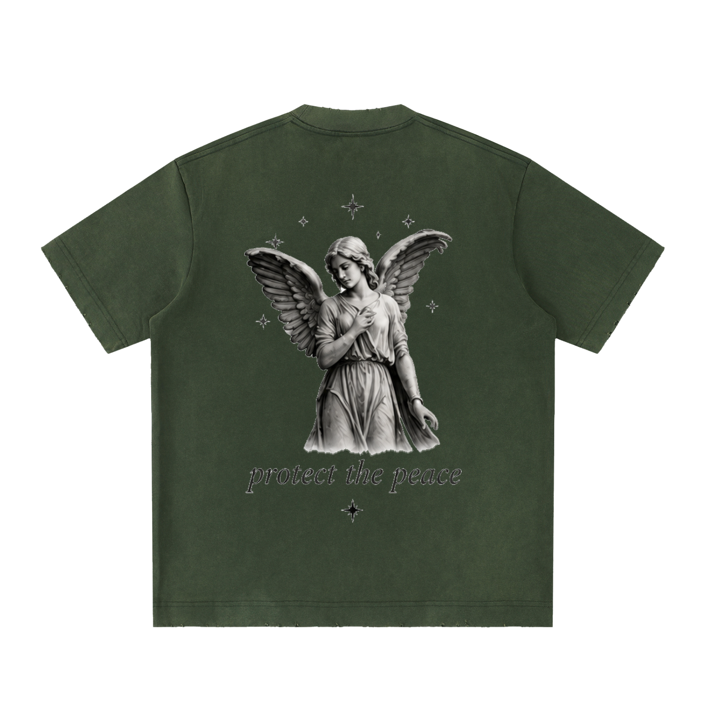 protect the peace - Heavyweight Vintage Washed Frayed T-Shirt