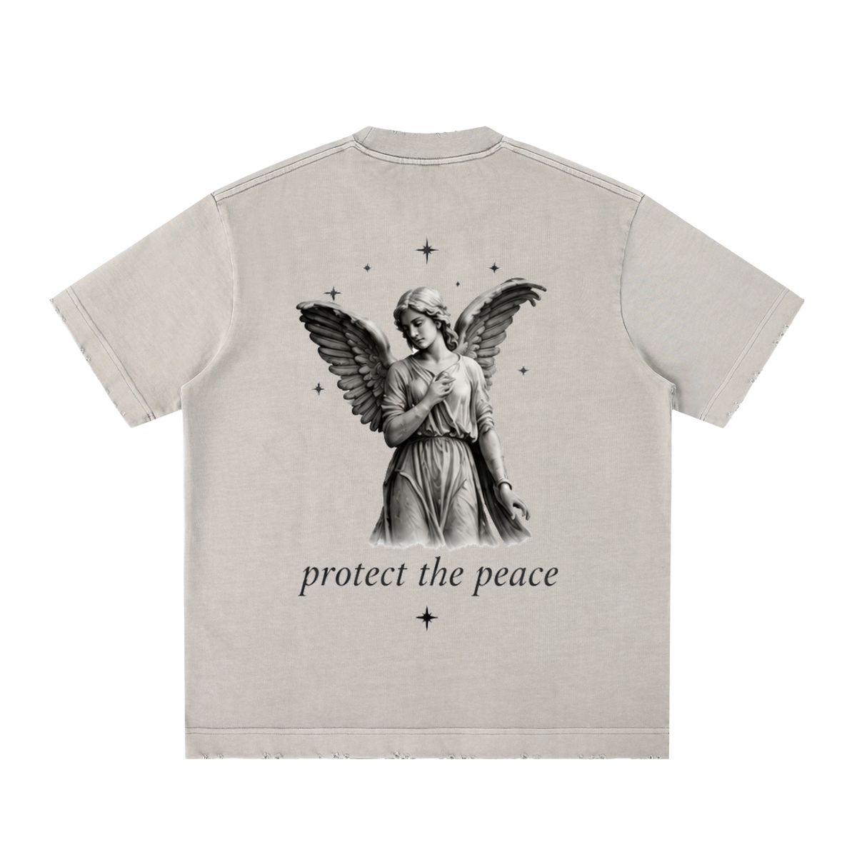protect the peace - Heavyweight Vintage Washed Frayed T-Shirt