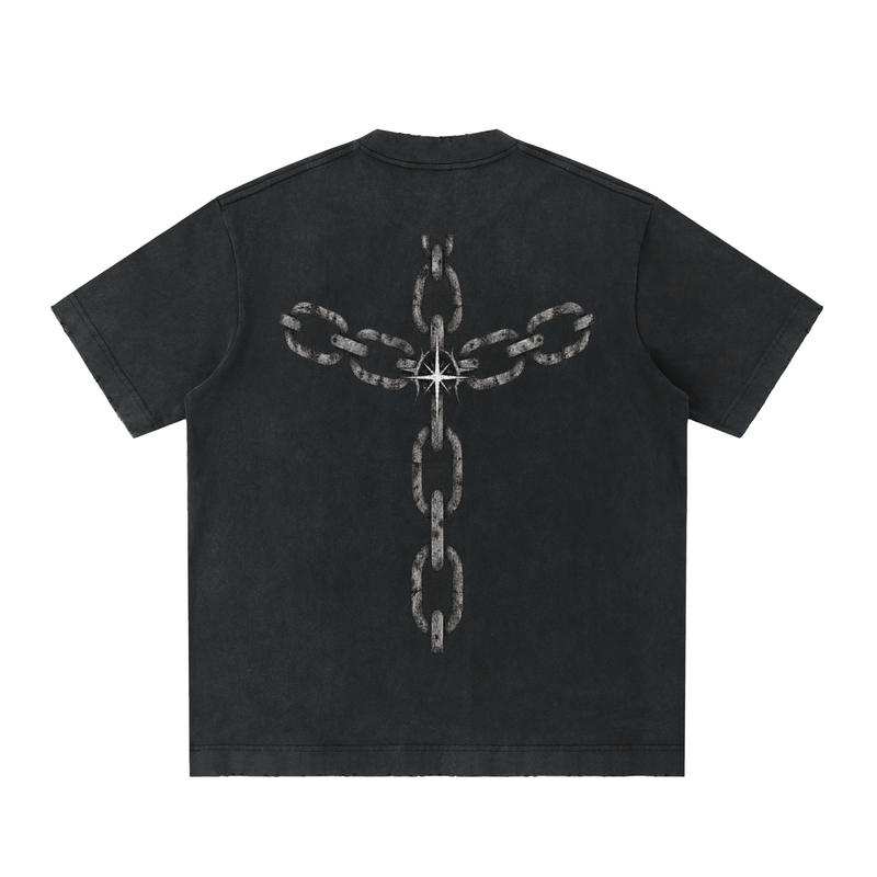 chain reaction - Heavyweight Vintage Washed Frayed T-Shirt
