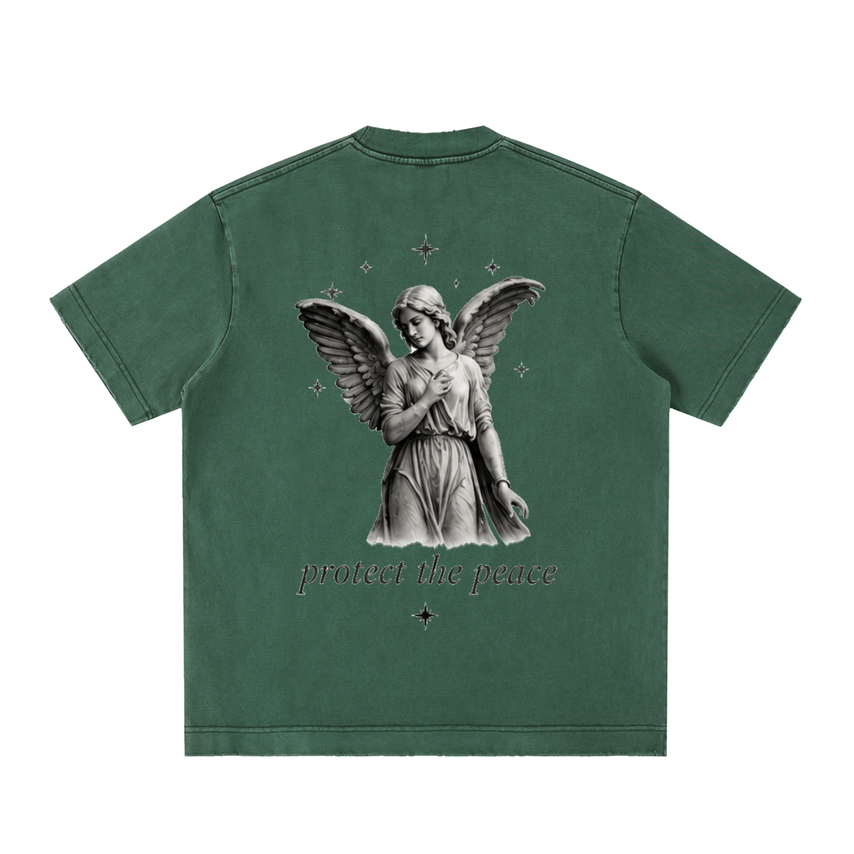 protect the peace - Heavyweight Vintage Washed Frayed T-Shirt