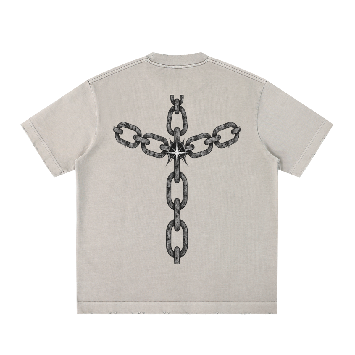 chain reaction - Heavyweight Vintage Washed Frayed T-Shirt